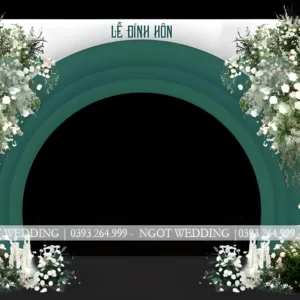 cổng hoa vòm đám cưới màu xanh