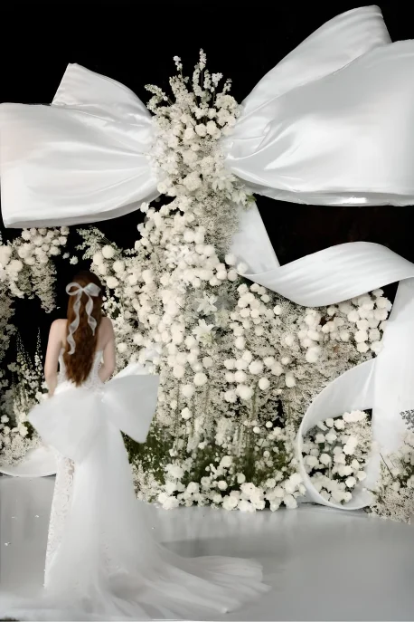Backdrop đám cưới nơ trắng
