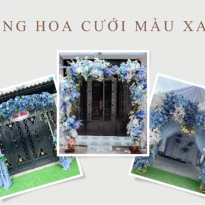 cổng hoa cưới màu xanh