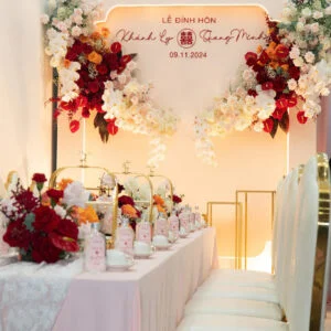 bộ gia tiên ăn hỏi màu be