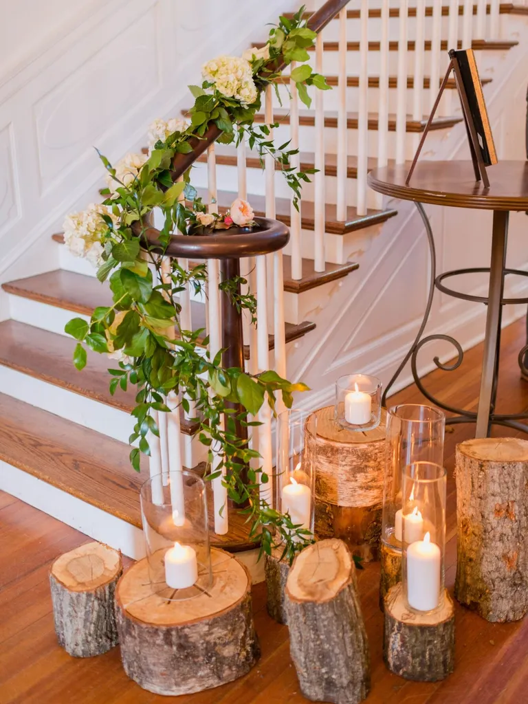 gỗ và nến decor