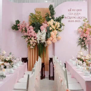 Trang Trí Lễ Ăn Hỏi Màu Hồng Garden Ngọt Ngào