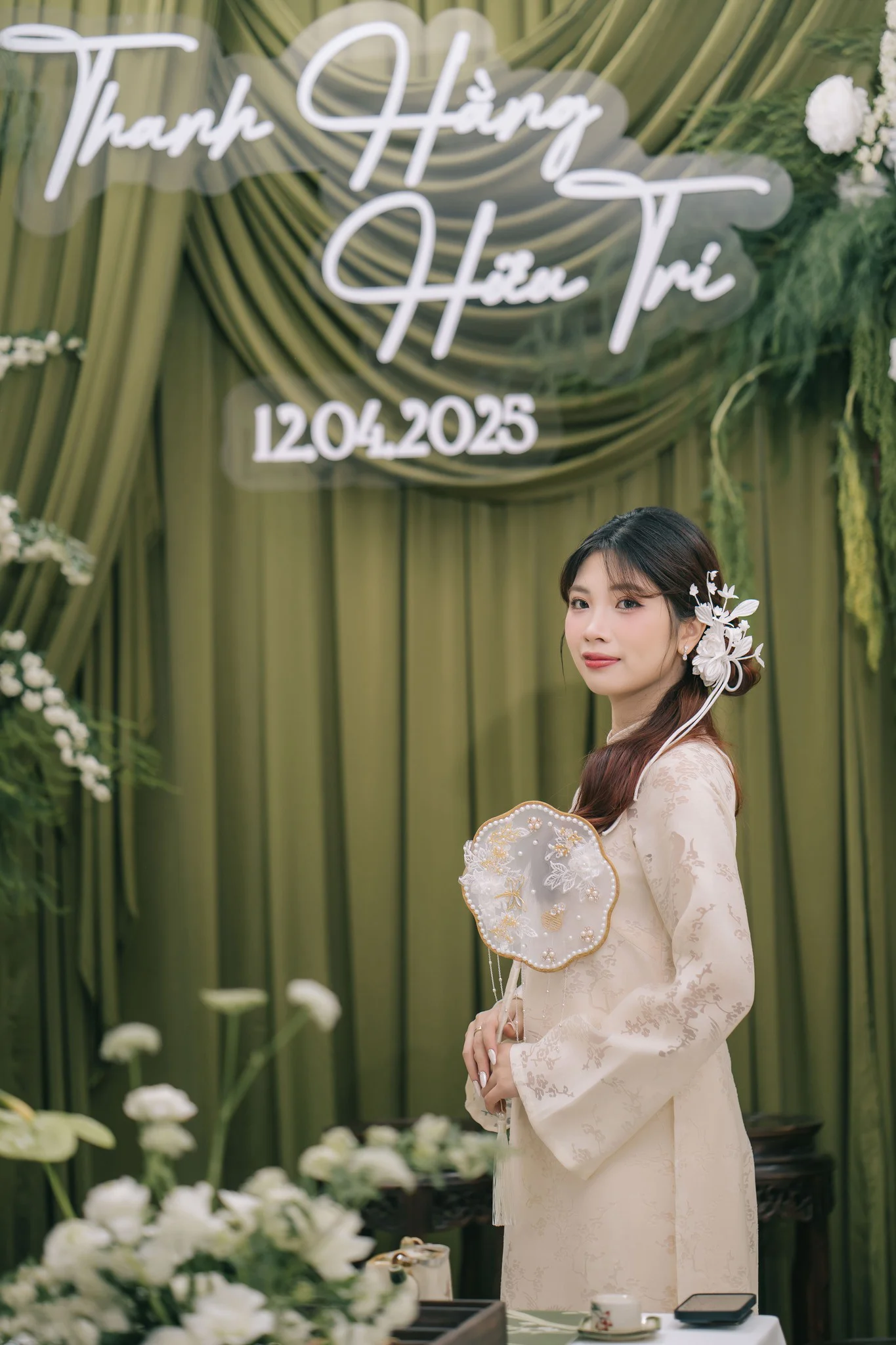 Trang trí ăn hỏi màu xanh rêu garden tại Hà Tĩnh – Không gian sân vườn tự nhiên