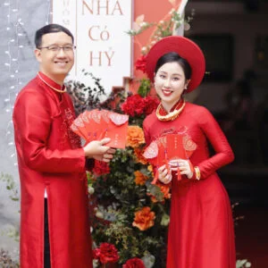 Trang trí ăn hỏi tone đỏ Hà Tĩnh